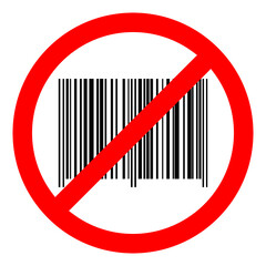 Barcode ban icon. Barcode is prohibited. Stop barcode icon. Vector illustration.