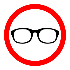 No glases icon. Glases ban icon. Glases is prohibited. Vector illustration.