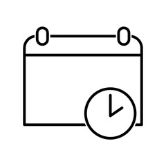 Time calendar icon. Clock pictogram. Flat symbol for web. Line stroke. Isolated on white background. Vector eps10