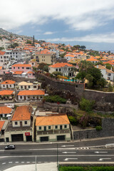 Fototapeta na wymiar Funchal town and streets viewed from above, Madeira Island