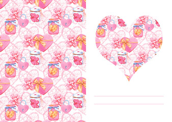 watercolor postcard, invitation, valentine's day, wedding, double-sided