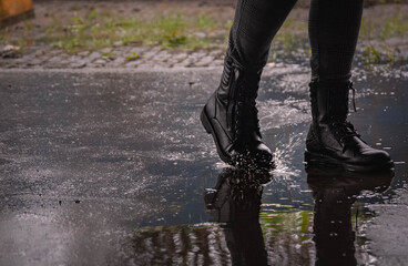 walking in the rain