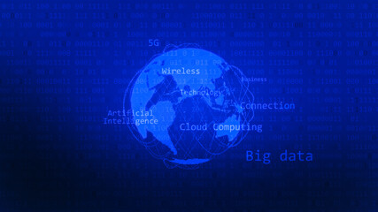 Connect artificial Intelligence digital concept with world shape.