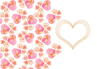 watercolor postcard, invitation, valentine's day, wedding, double-sided