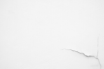 Crack on White Concrete Wall Background.