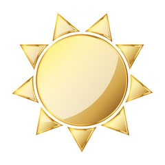 Sun icon. Gold vector illustration. Gold sun icon