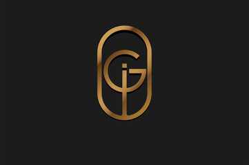 Abstract Initial G and I Logo, Gold Line Monogram style, usable for brand, card and company, logo design template element,vector illustration