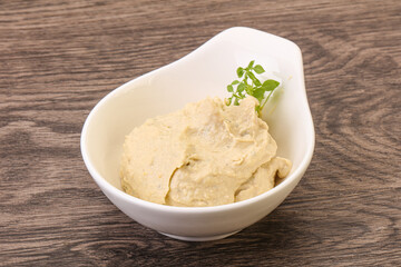Vegan food - hummus with olive oil