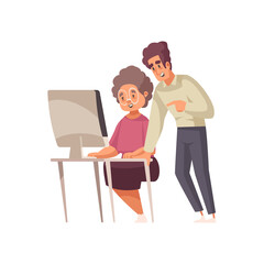 Grandma Flat Illustration