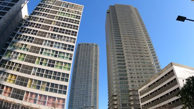 Cityscape. View from below the high-rise apartment