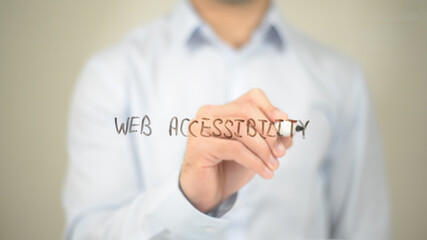 Web Accessibility, Man Writing on Transparent Screen