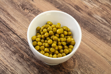 Marinated green pea in the bowl