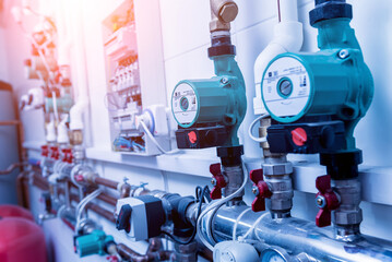 Boiler room equipment for modern heating system