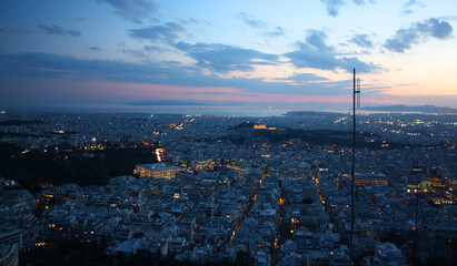 Panorama of Athens from Mount Likabet, Greece