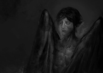 fantasy horror painting of a Vampire demon character illustration CG
