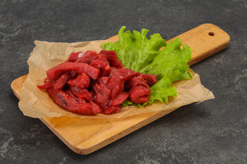 Raw beef meat sliced for cooking