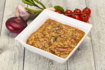 Caucasian Kharcho soup with beef meat