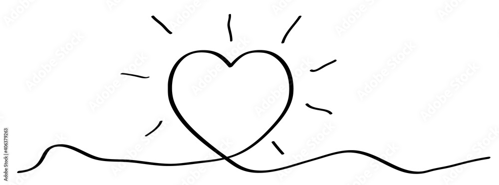 Canvas Prints heart icon. black heart shape in flat linear design. vector illustration.