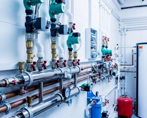 Boiler room equipment for modern heating system
