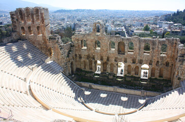 Ancient Theater of the Odeon of Herodes Attica near Acropolis in Athens, Greece