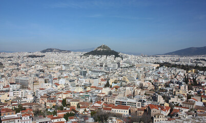 Fototapeta na wymiar Panorama of Athens from Mount Likabet, Greece 