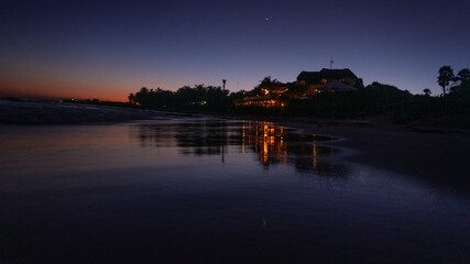 Fototapeta premium Night view of the hotel on the Atlantic Ocean.
