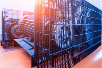 Metal industrial air conditioning vent. HVAC. Ventilation fan background