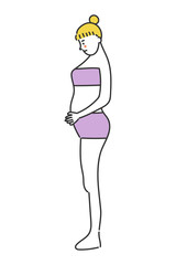 A woman who is discouraged to see the fat in her belly