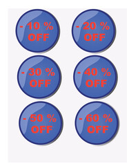 Discount stickers for business, shops for sales time 