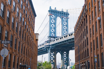 Fototapeta premium Dumbo, Brooklyn in New York City, With Manhattan Bridge