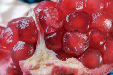 Red ripe sweet peeled pomegranate