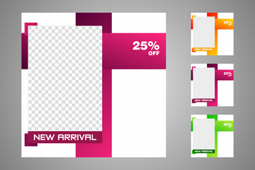 Naklejka premium Set of sale banner template design. Editable post template social media banners for digital marketing. Vector illustration.