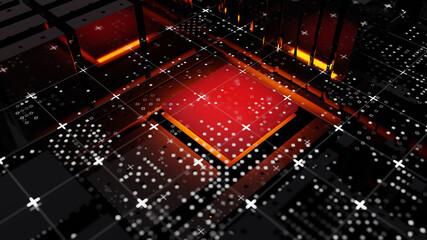 Abstract Central Computer Processors Concept. 3D illustration