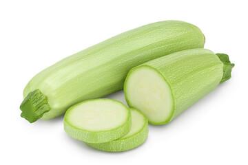 zucchini or marrow isolated on white background with clipping path and full depth of field