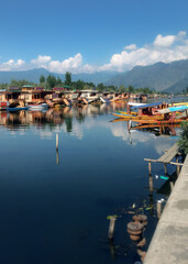 Fototapeta na wymiar Beautiful view of Dal lake in Srinagar, India