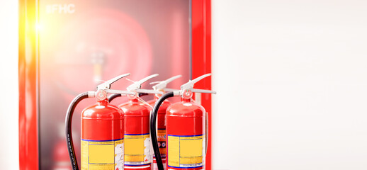 The red fire extinguisher is ready for use in case of an indoor fire emergency.