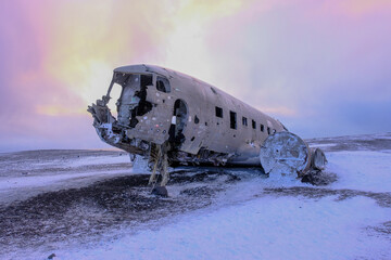 Solheimasandur Plane Wreck, Iceland in Winter