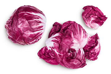 Fototapeta premium Fresh red radicchio salad isolated on white background with clipping path and full depth of field
