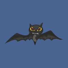 picture of a bat, vector on a blue background