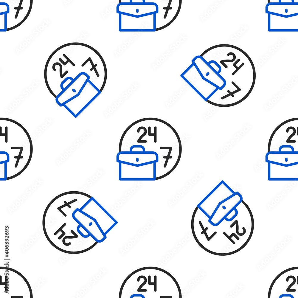 Poster line always busy icon isolated seamless pattern on white background. colorful outline concept. vecto