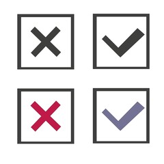check mark and cross icons vector