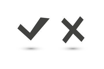 check mark and cross icons vector
