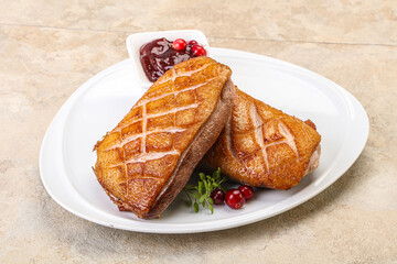 Roasted duck breast with sauce