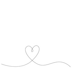 Valentines day background with heart one line, vector illustration