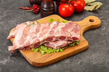 Raw pork ribs for cooking
