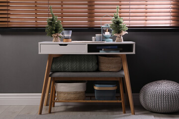 Modern room interior with table near window