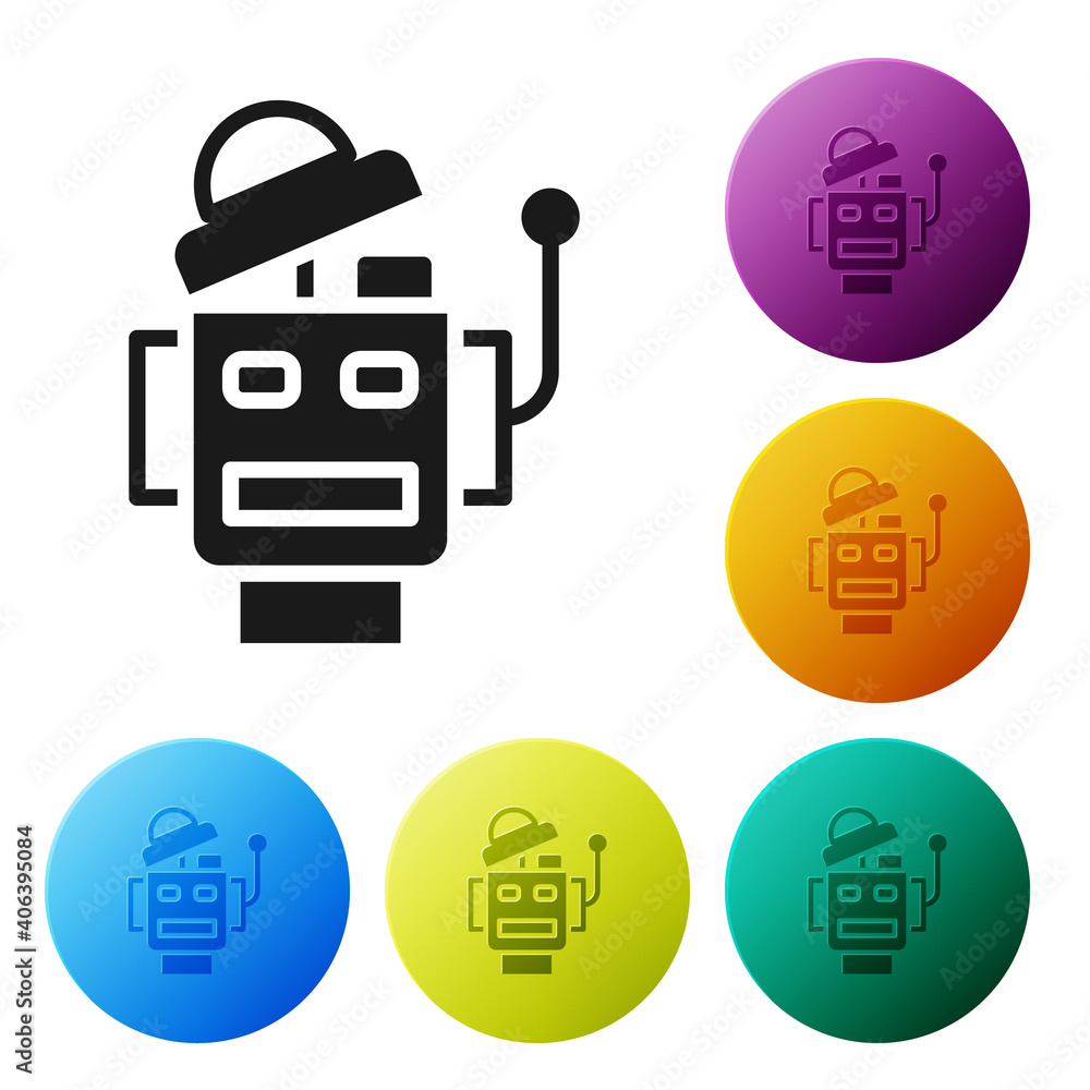 Poster black robot icon isolated on white background. artificial intelligence, machine learning, cloud comp