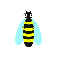 Bee is a cartoon-style boy with eyes. Vector illustration.