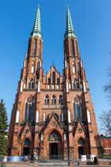 Fototapeta na wymiar Exterior of the Neo - Gothic cathedral St Florian in Warsaw - Sights of Poland - Eastern Europe