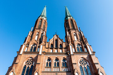 Obraz premium Exterior of the Neo - Gothic cathedral St Florian in Warsaw - Sights of Poland - Eastern Europe